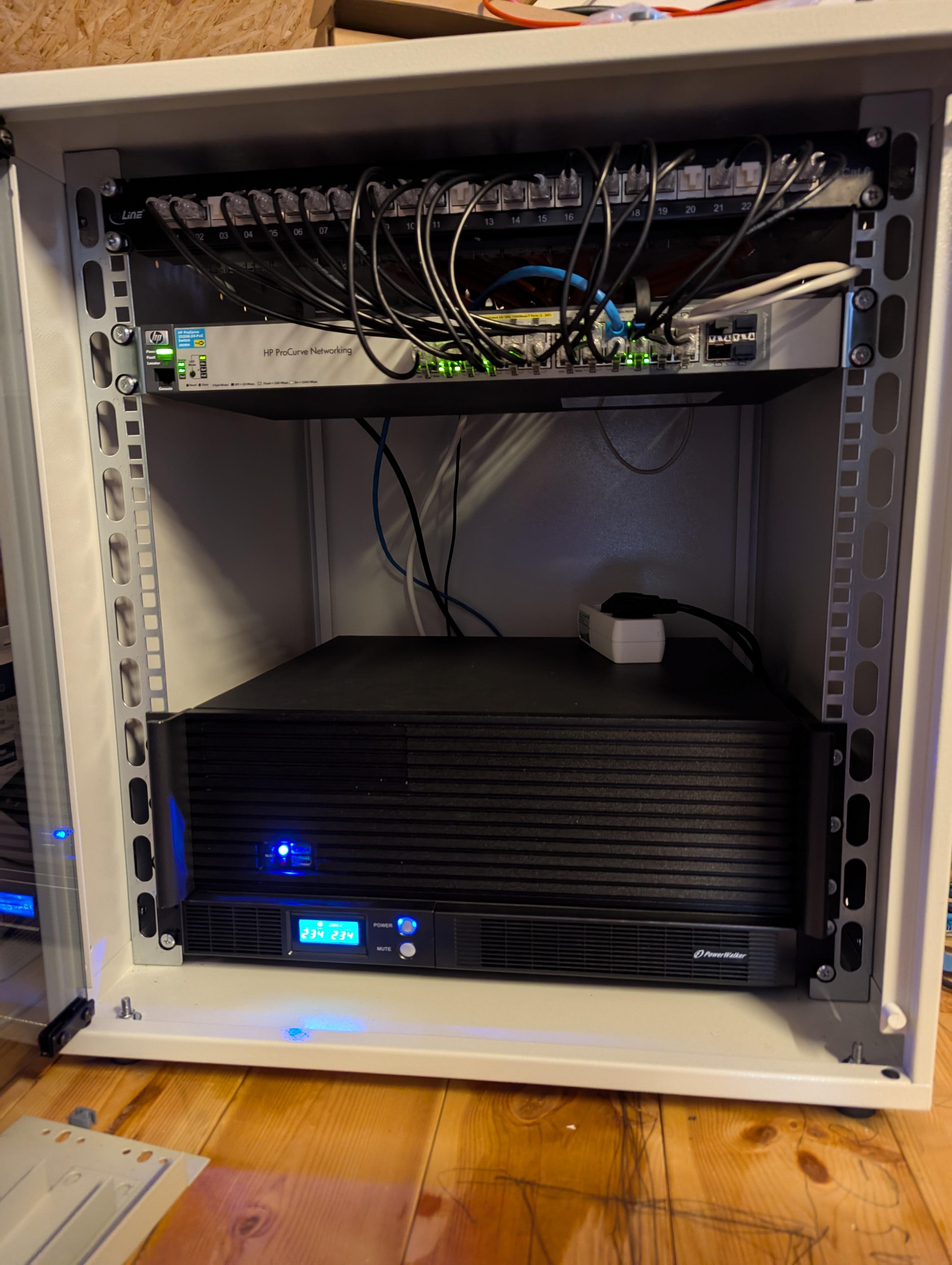 Current rack with server and UPS